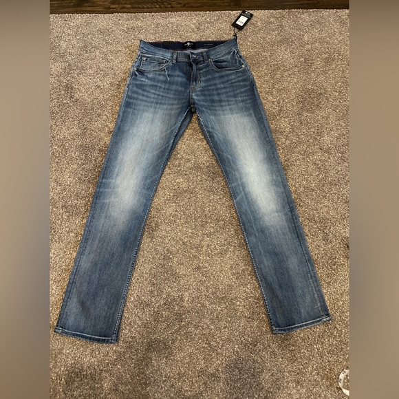 7 for all mankind AIRWEFT DENIM THE STRAIGHT jeans size 31 medium stretch - Picture 11 of 15